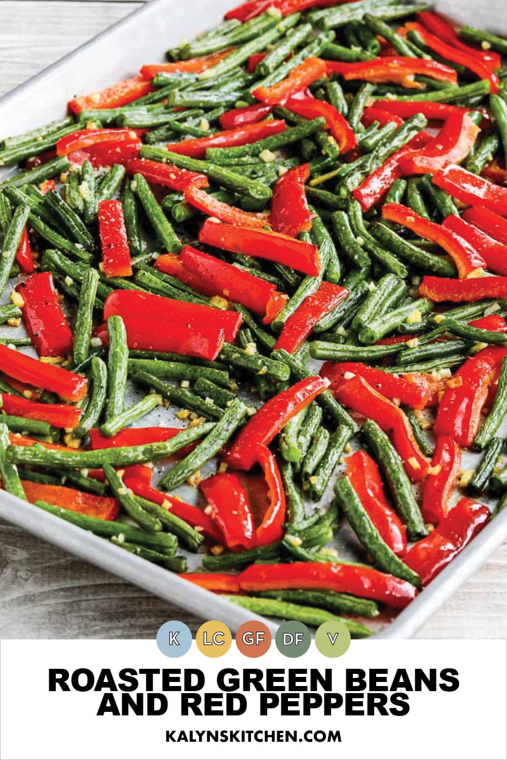 Pinterest image of Roasted Green Beans and Red Peppers