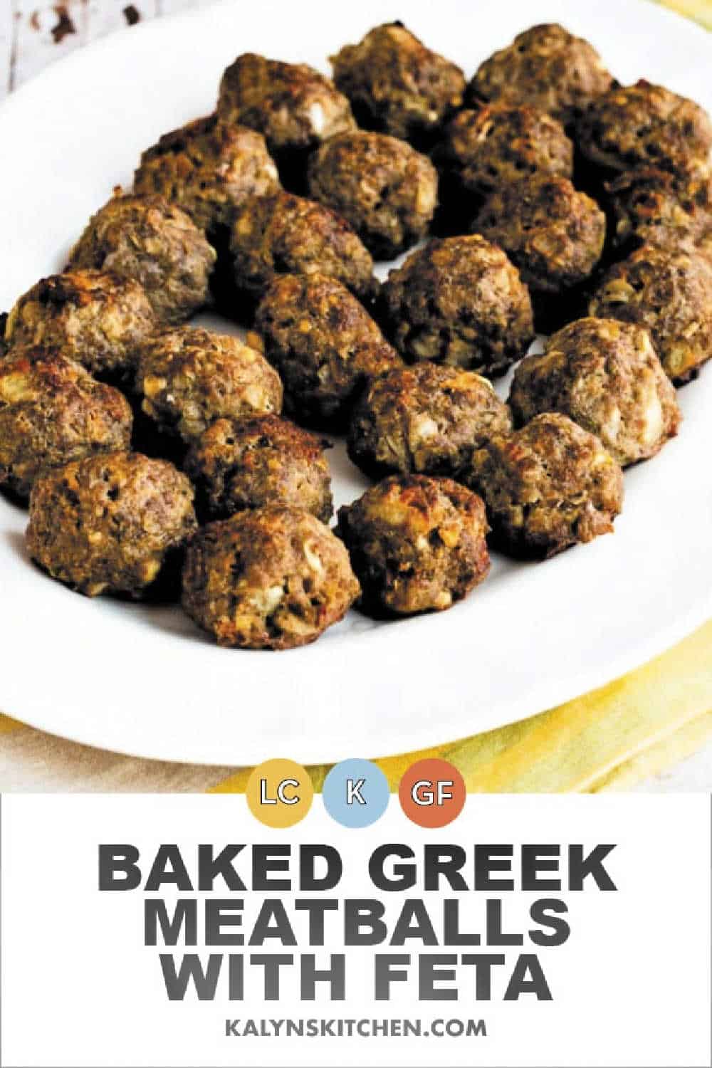 Pinterest image for Baked Greek Meatballs with Feta