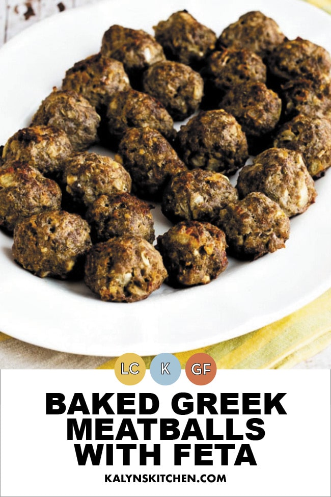 Pinterest image of Baked Greek Meatballs with Feta