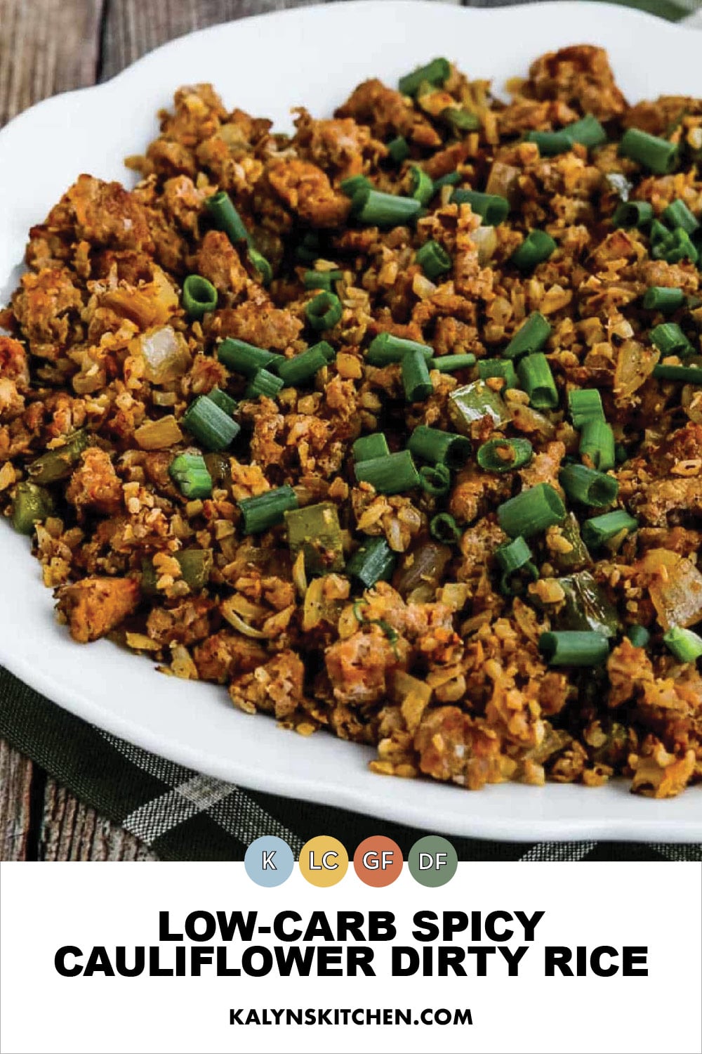 Pinterest image of Low-Carb Spicy Cauliflower Dirty Rice