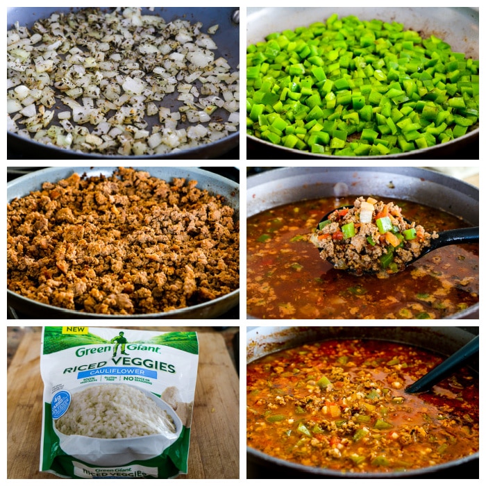 Low-Carb Stuffed Pepper Soup process shots collage