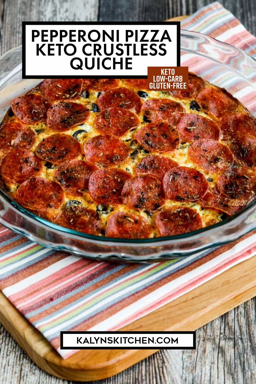 Pinterest image of Pepperoni Pizza Keto Crustless Quiche