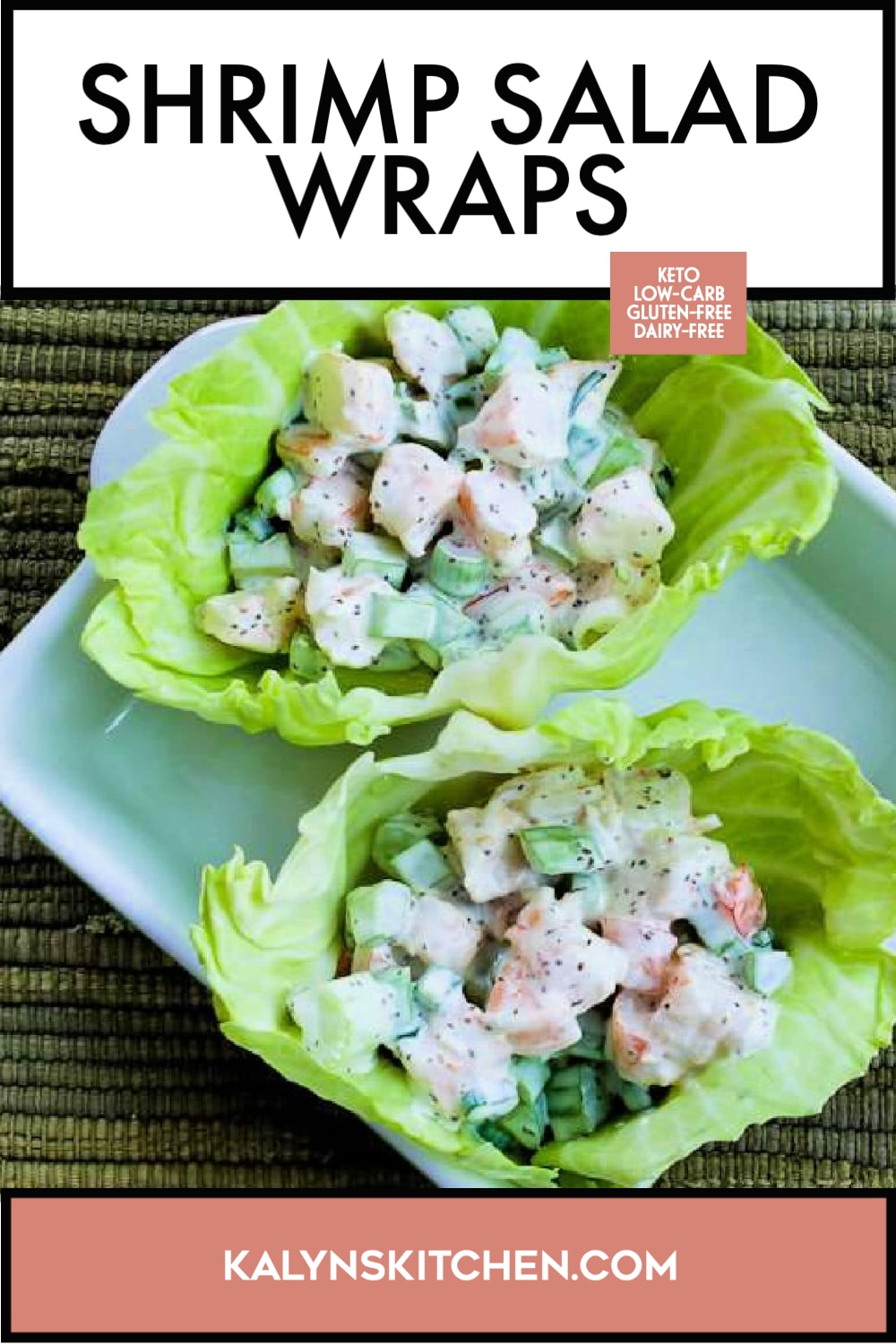 Pinterest image of Shrimp Salad Wraps