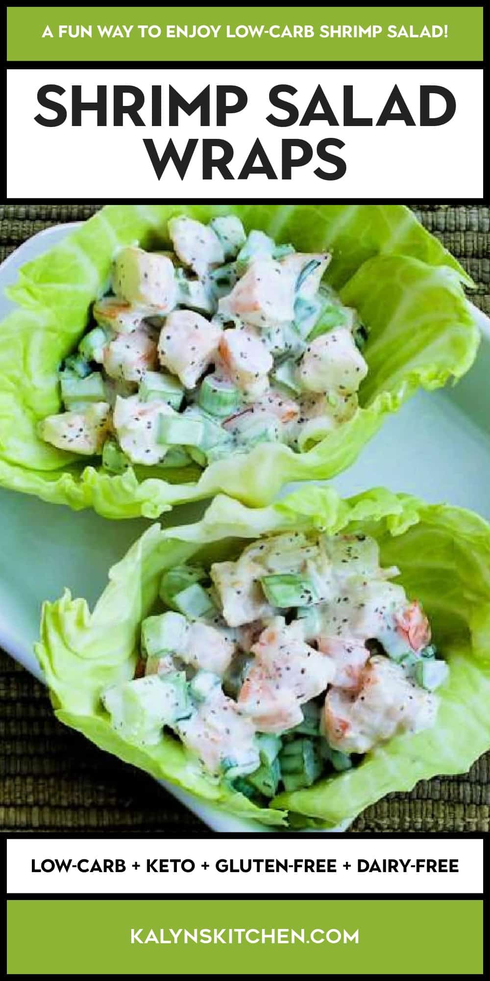 Pinterest image of Shrimp Salad Wraps