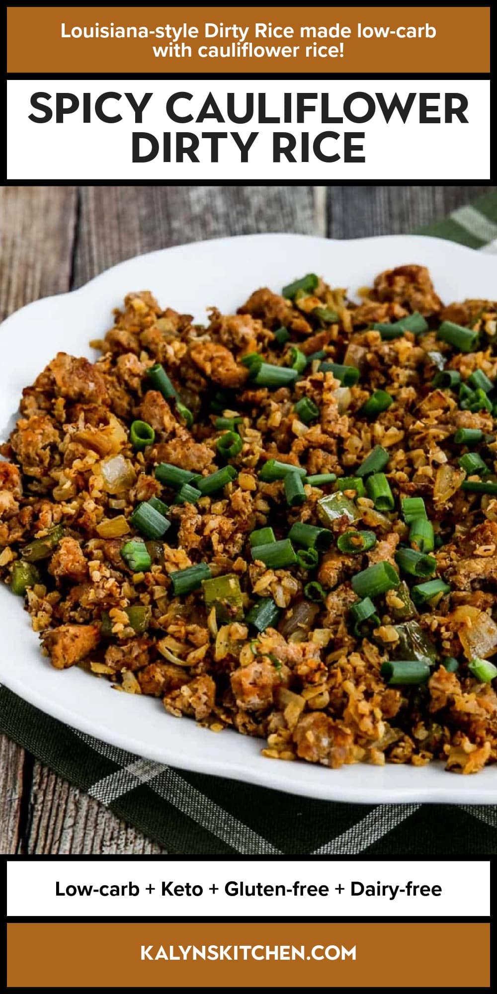 Pinterest image of Spicy Cauliflower Dirty Rice