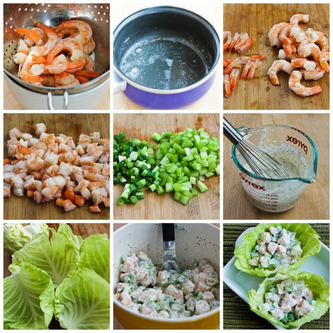Low-Carb Shrimp Salad Cabbage Cups process shots collage