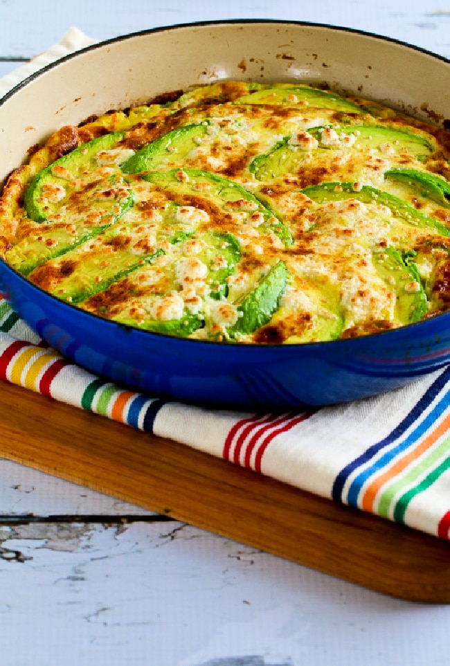 Avocado Frittata with Cotija and Mozzarella Cheese finished frittata in pan