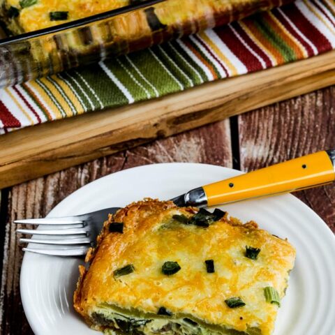 Cheesy Low-Carb Sausage and Green Chile Breakfast Bake found on KalynsKitchen.com