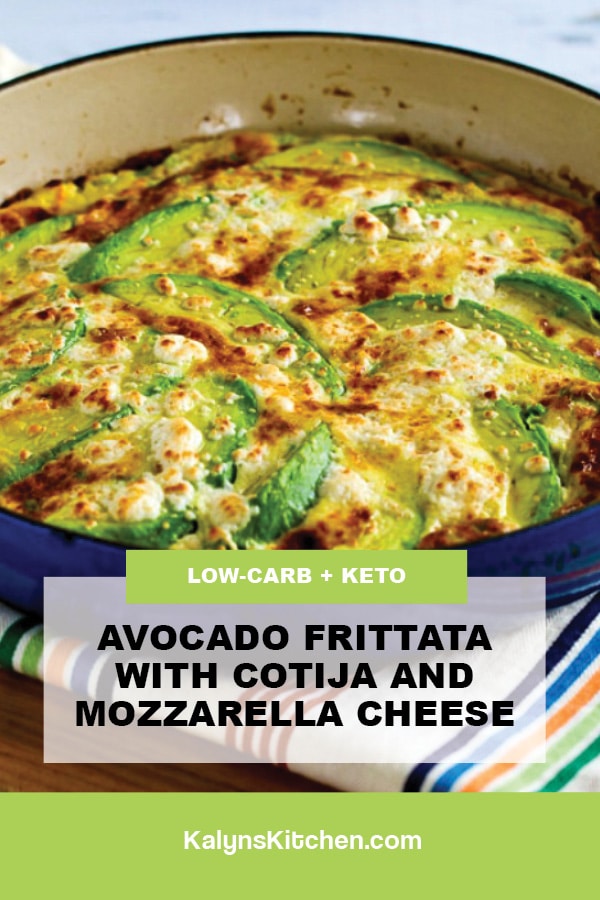Pinterest image of Avocado Frittata with Cotija and Mozzarella Cheese