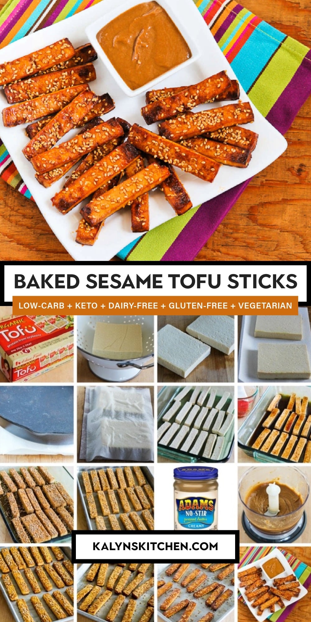 Pinterest image of Baked Sesame Tofu Sticks