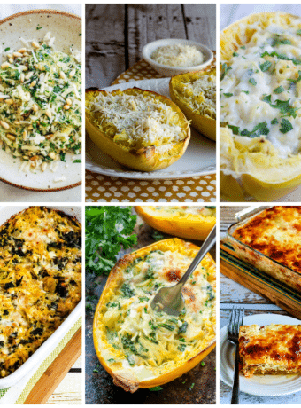 Cheesy Low-Carb Spaghetti Squash Recipes collage photo of featured recipes