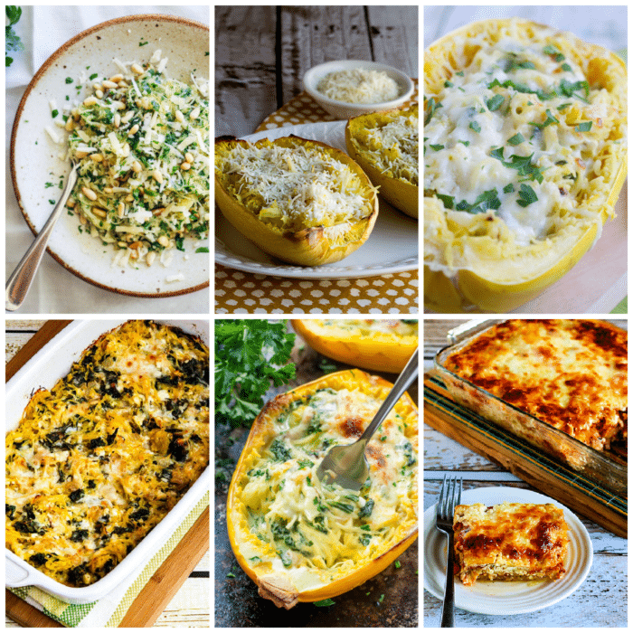 Cheesy Low-Carb Spaghetti Squash Recipes collage photo of featured recipes