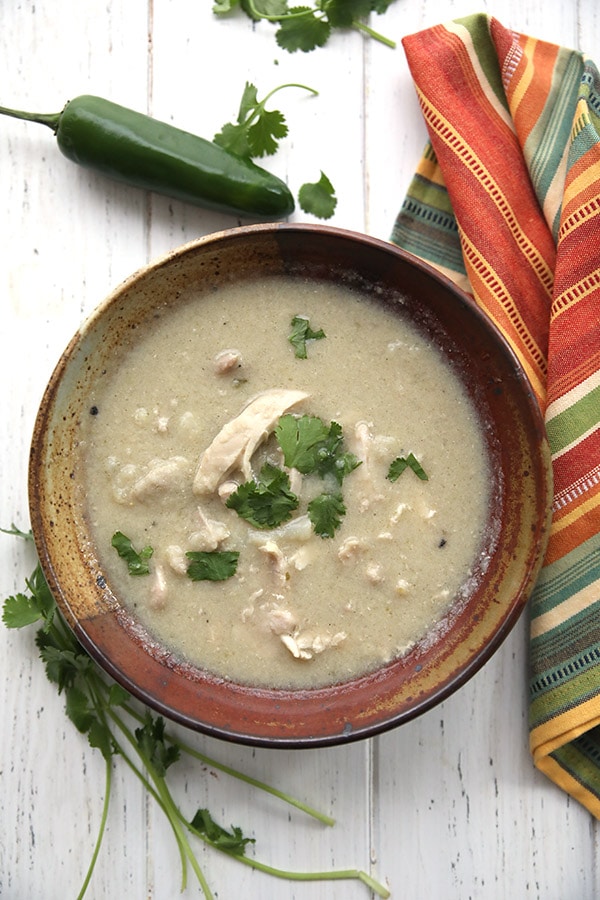 Keto White Chicken Chili from All Day I Dream About Food