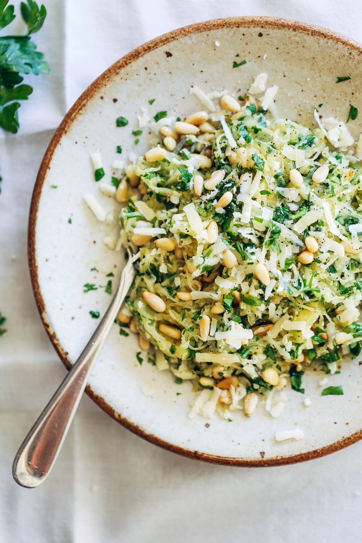 Garlic Spaghetti Squash with Herbs from Pinch of Yum