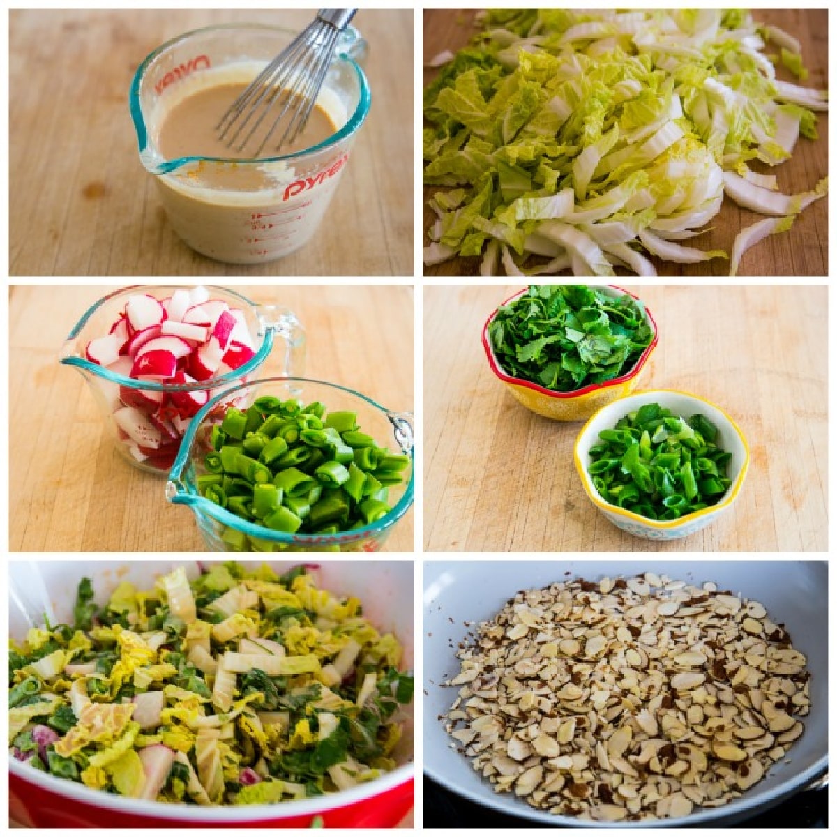 Napa Cabbage Asian Slaw collage of recipe steps