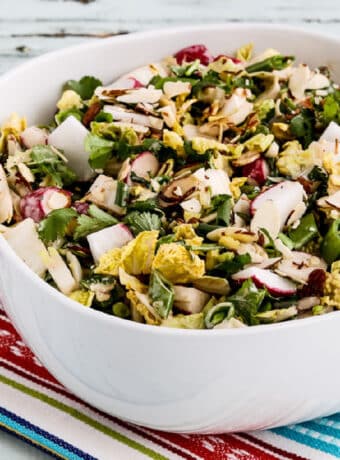 square image of Napa Cabbage Asian Slaw in serving bowl