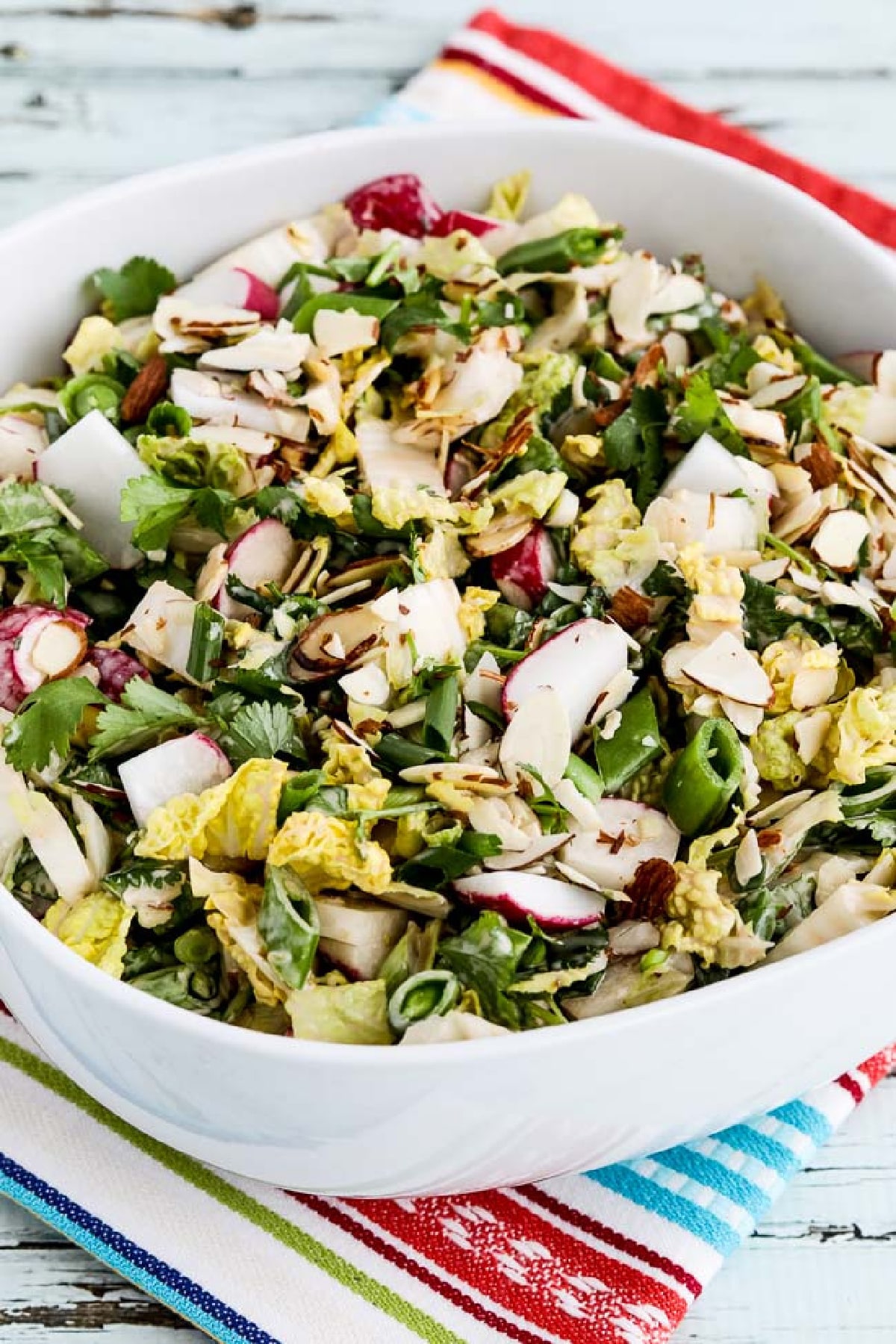 Napa Cabbage Asian Slaw shown in serving bowl