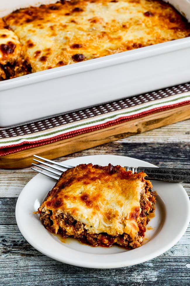 Low Carb No Noodle Lasagna with Sausage and Basil found at KalynsKitchen.com