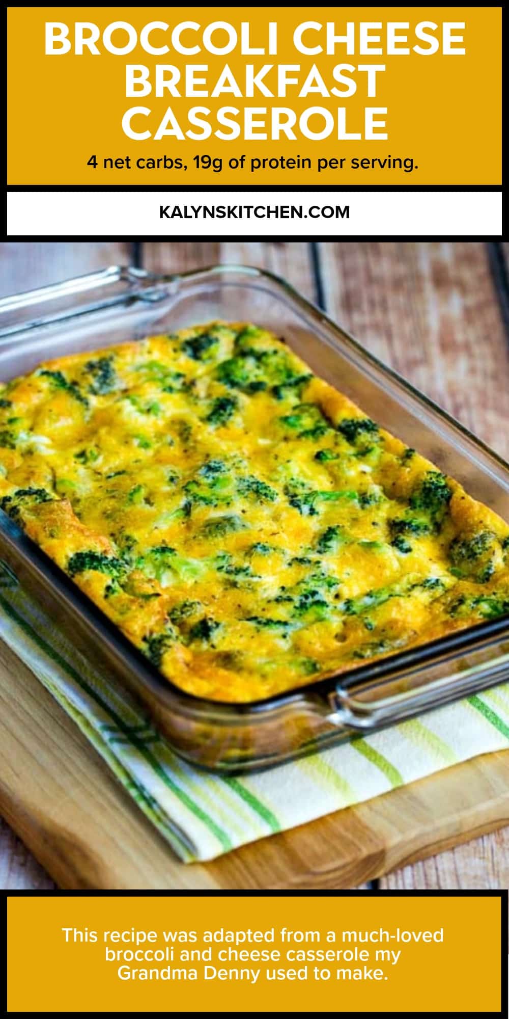 Pinterest image of Broccoli Cheese Breakfast Casserole