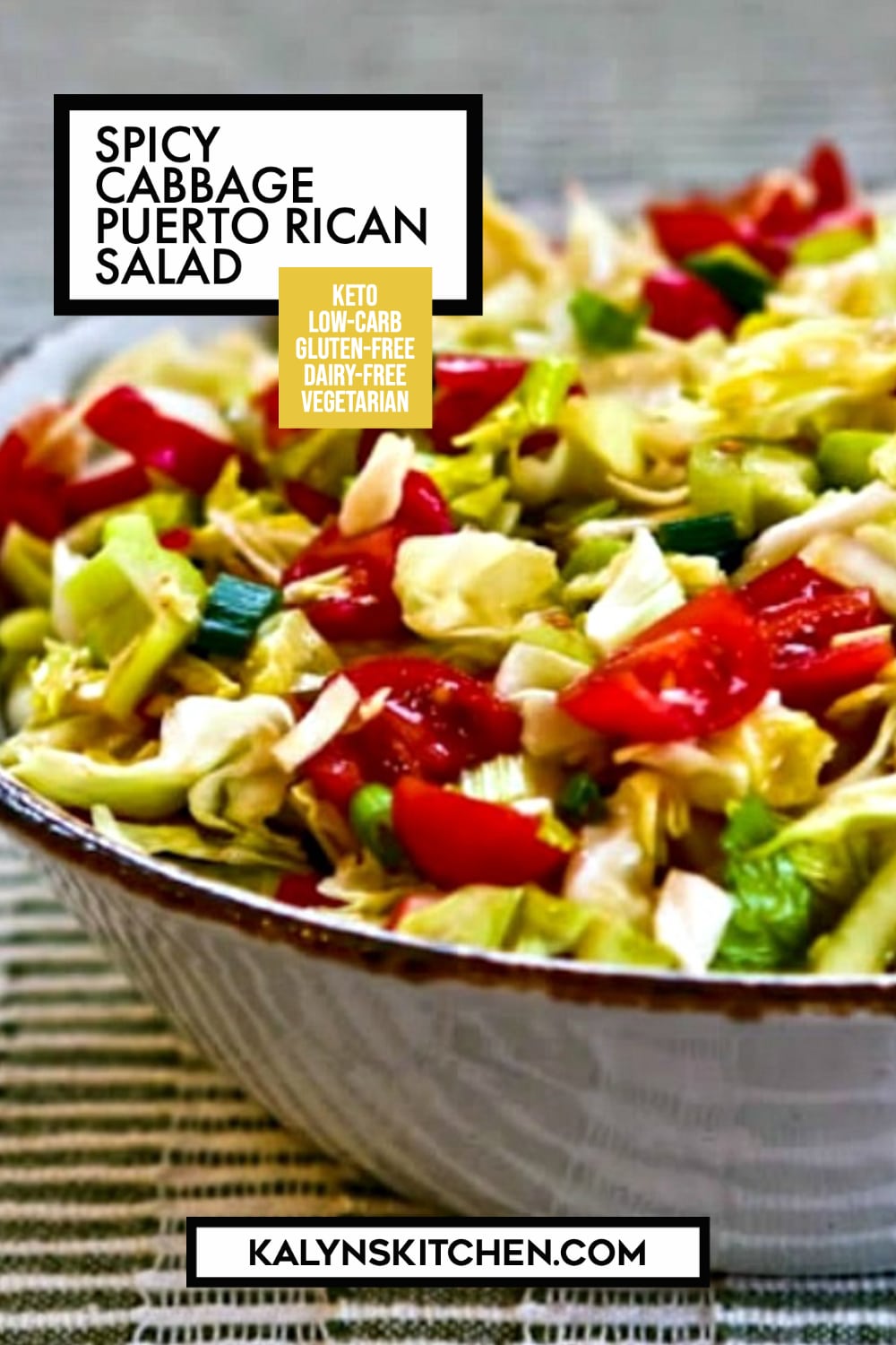 Pinterest image of Spicy Cabbage Puerto Rican Salad