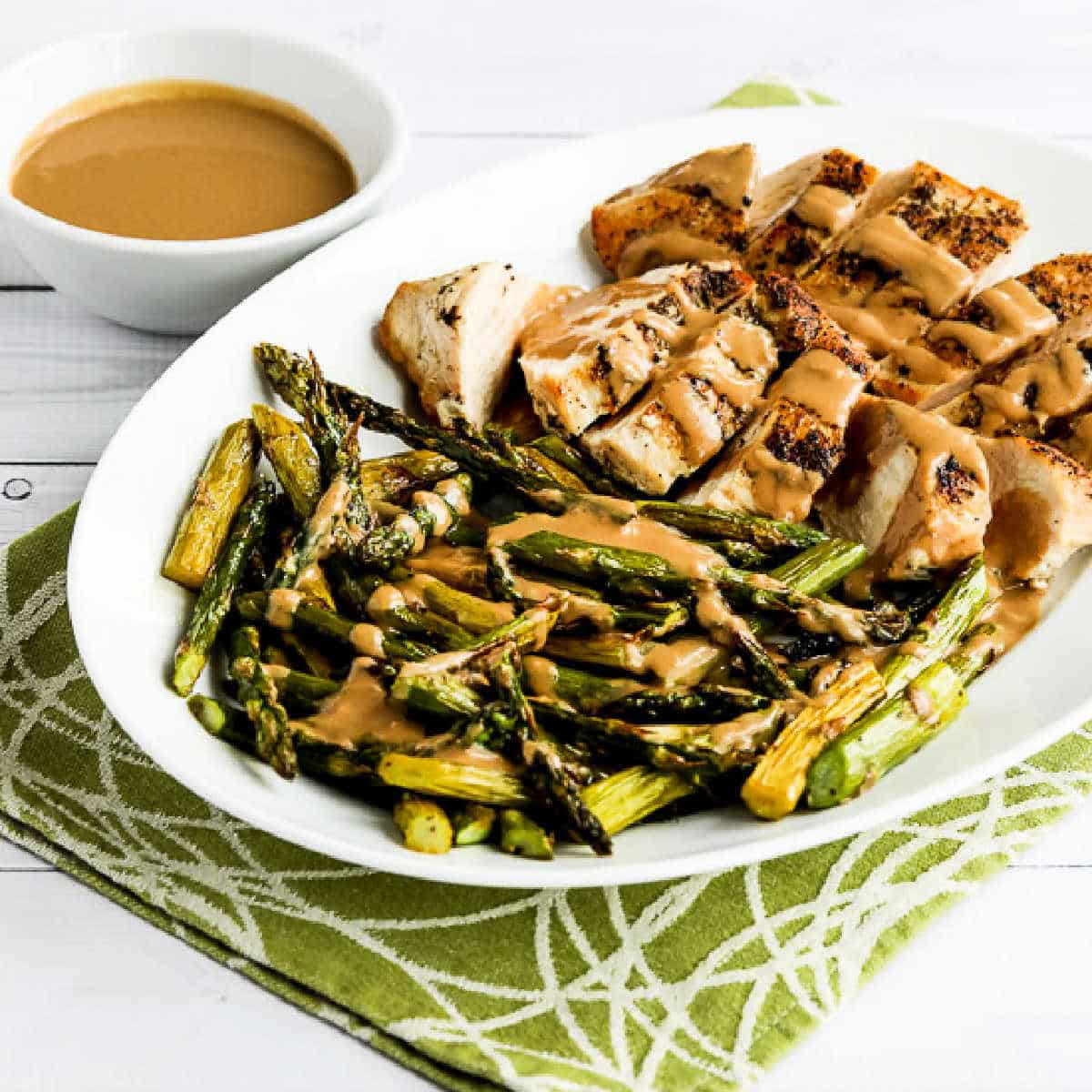 Chicken and Roasted Asparagus with Tahini Sauce (Video)