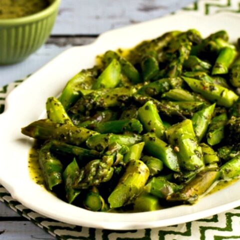 Asparagus with Basil Vinaigrette close-up photo