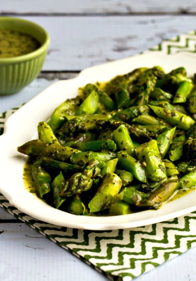 Asparagus with Basil Vinaigrette close-up photo