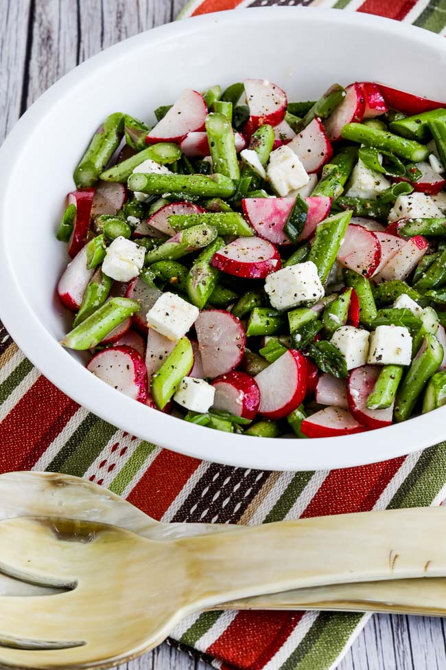 Raw Asparagus, Radish, and Feta Low-Carb Salad found on KalynsKitchen.com