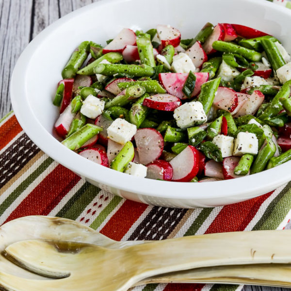 Raw Asparagus, Radish, and Feta Low-Carb Salad found on KalynsKitchen.com