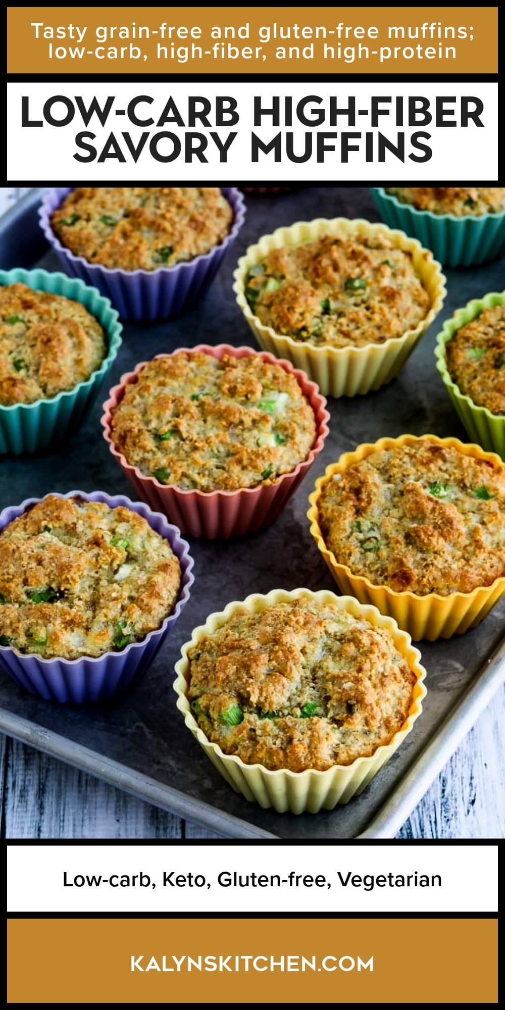 Pinterest image of Low-Carb High-Fiber Savory Muffins