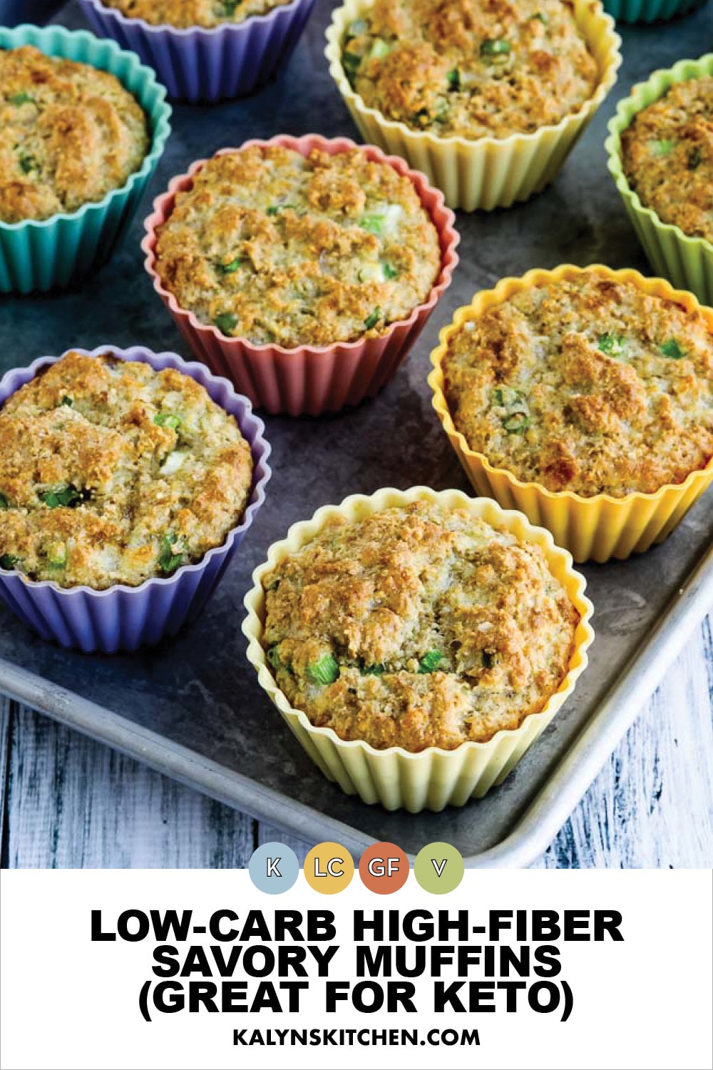 Pinterest image of Low-Carb High-Fiber Savory Muffins