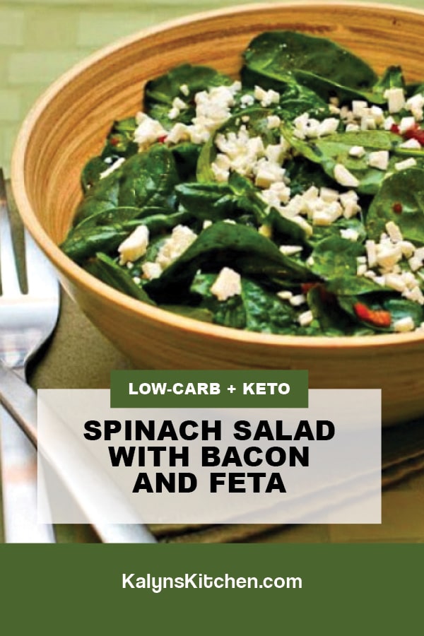 Pinterest image of Spinach Salad with Bacon and Feta