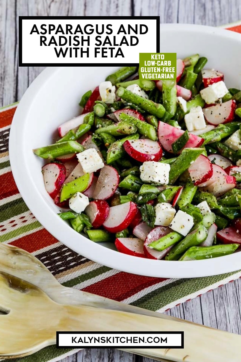 Pinterest image of Asparagus and Radish Salad with Feta