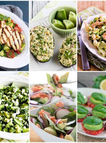 Low-Carb and Keto Salads with Avocado collage of featured salads