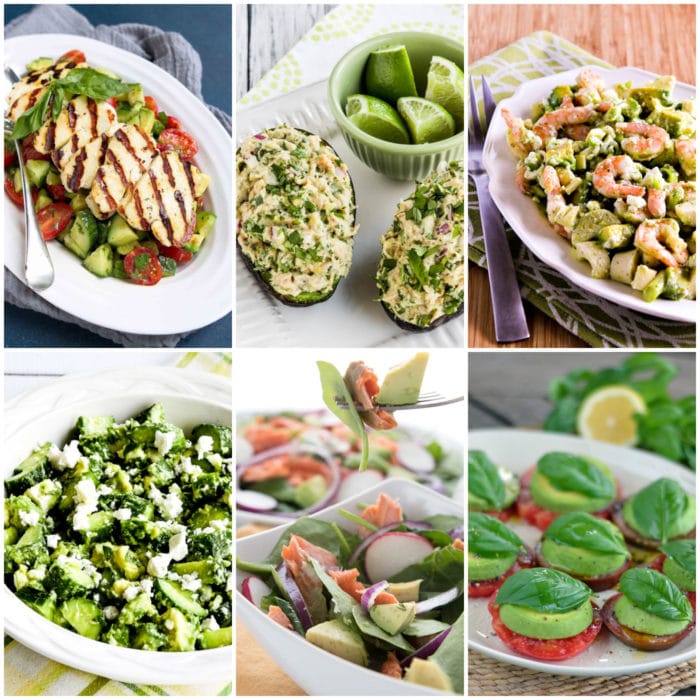 Low-Carb and Keto Salads with Avocado collage of featured salads