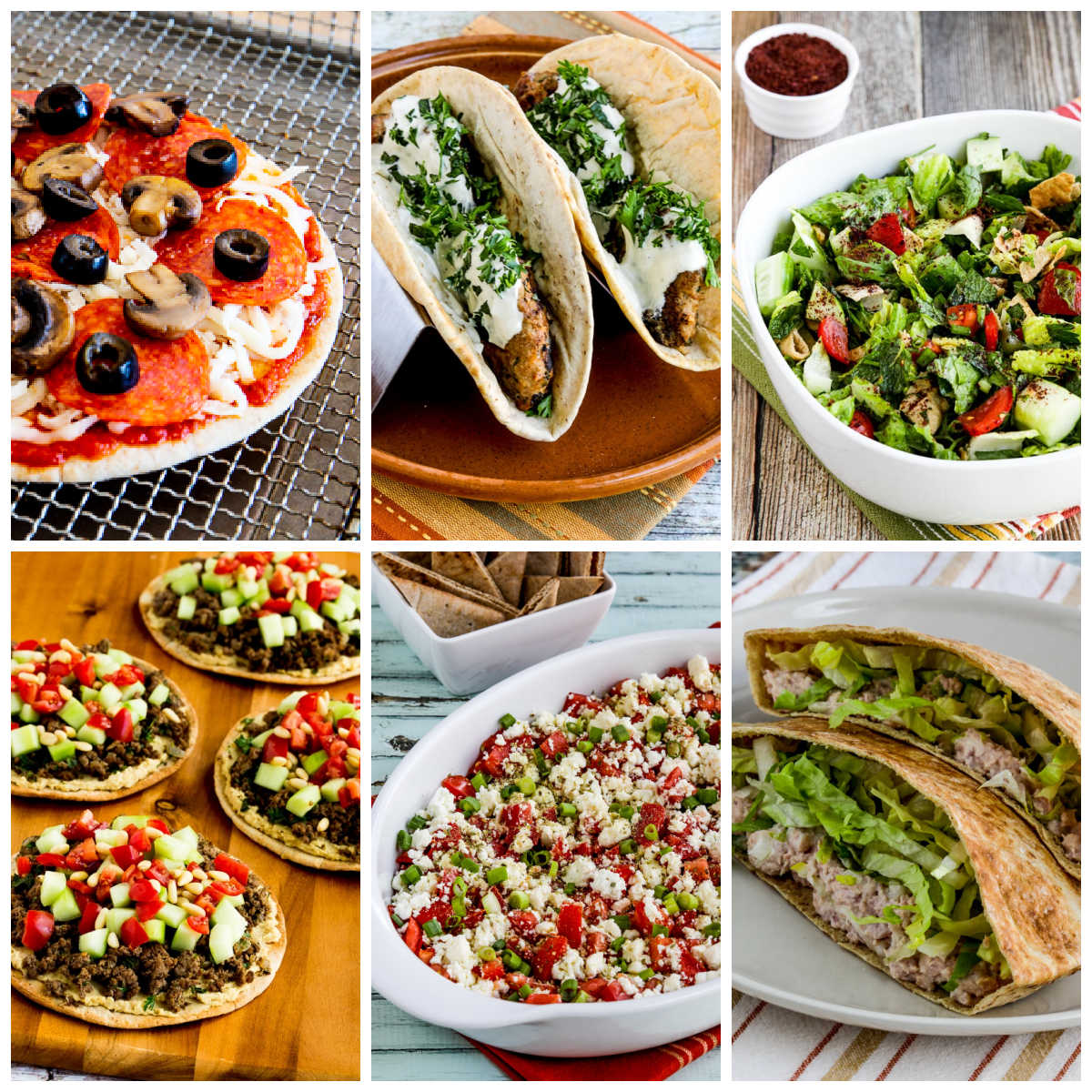 My Favorite Low-Carb Pita Bread collage of featured recipes