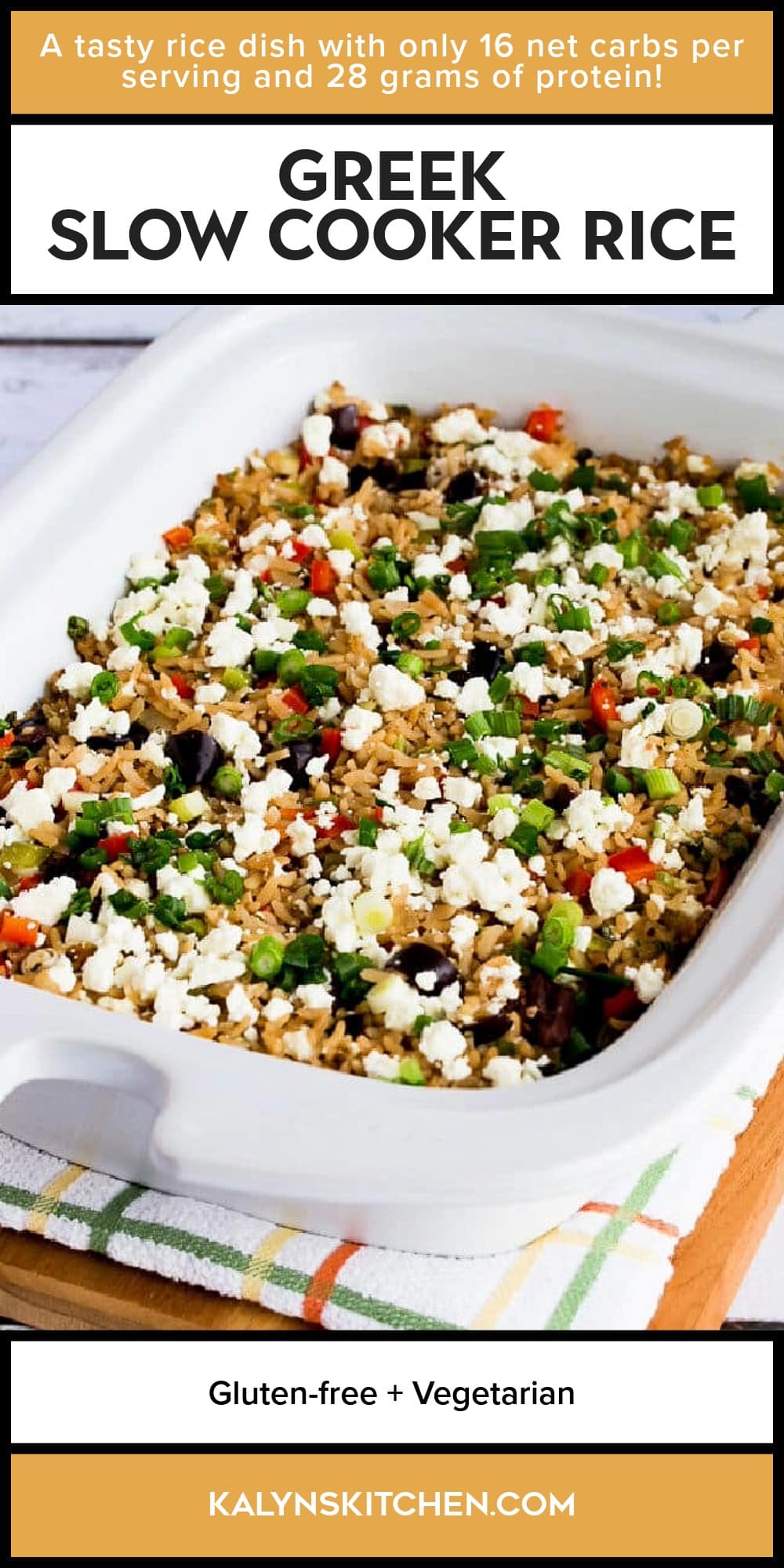 Pinterest image of Greek Slow Cooker Rice