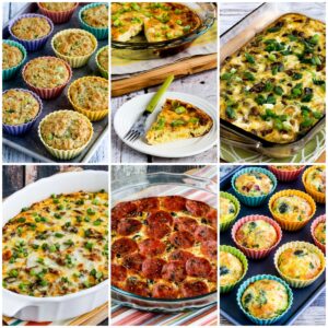 Keto Breakfasts to Bake on the Weekend and Eat All Week collage of featured recipes