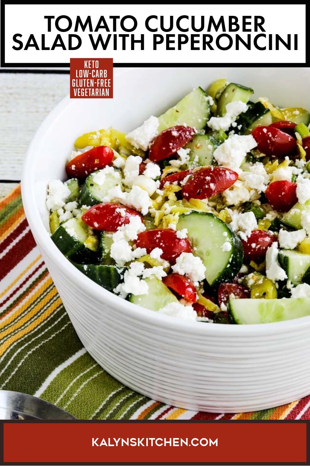 Pinterest image of Tomato Cucumber Salad with Peperoncini