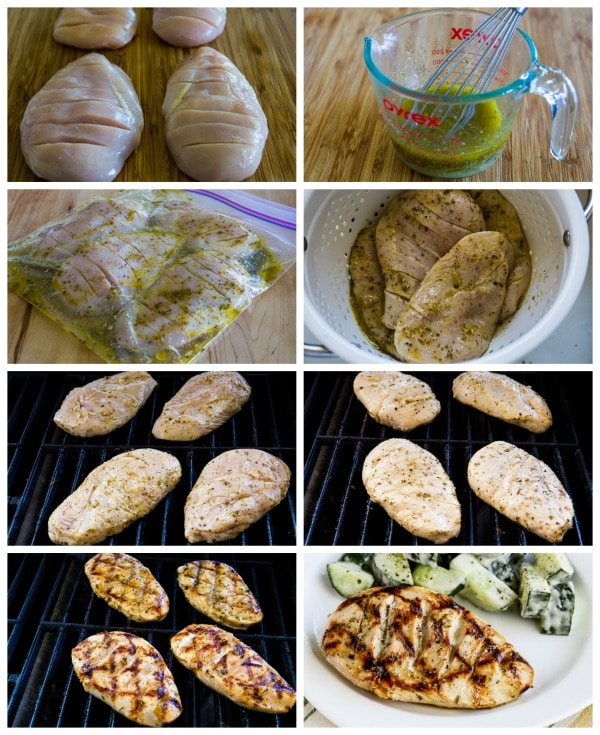 Very Greek Grilled Chicken process shots collage