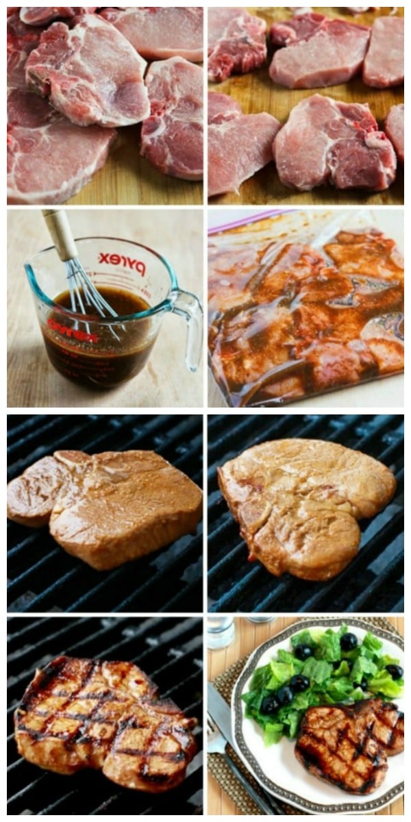 How to Make Grilled Ginger-Soy Pork Chops collage of recipe steps