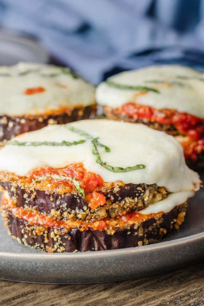 Keto Eggplant Parmesan Stacks from Low-Carb Maven