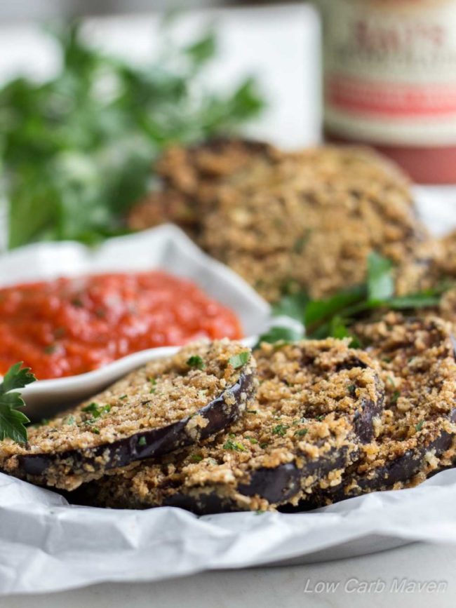 Crispy Fried Eggplant Rounds from Low-Carb Maven