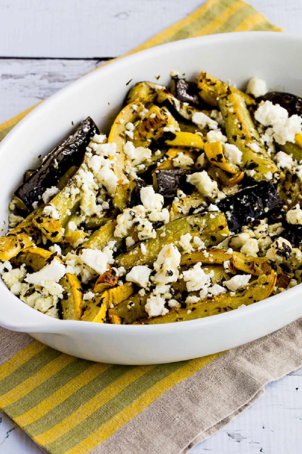 Pinterest image of Baked Summer Squash (with Lemon, Mint, and Feta)