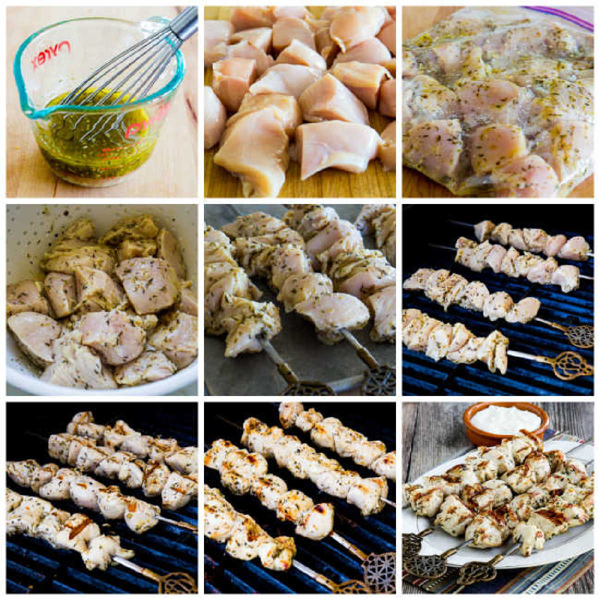 Process shots collage for making Chicken Souvlaki