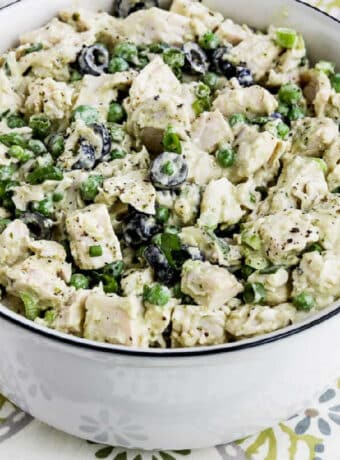 square image of Chicken Pesto Salad in serving bowl
