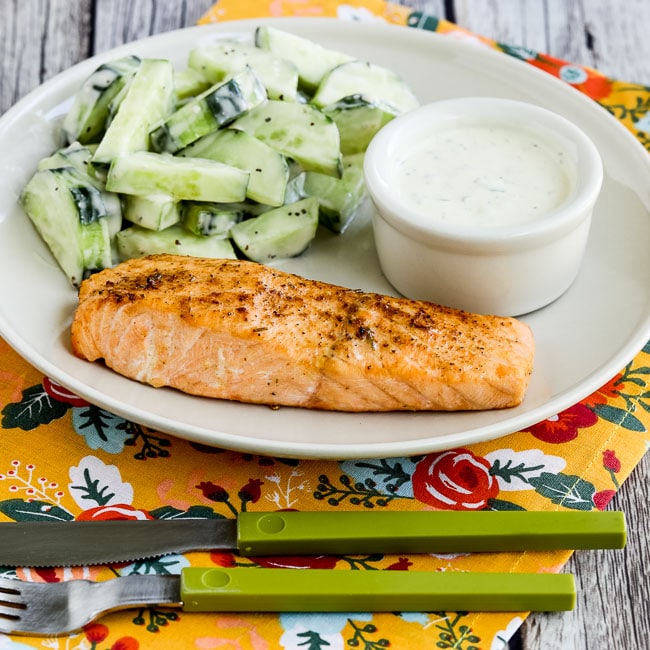 Thumbnail photo for Easy Low-Carb Air Fryer Salmon with Mustard-Herb Sauce