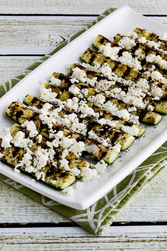 Easy Grilled Greek Zucchini finished dish on serving plate