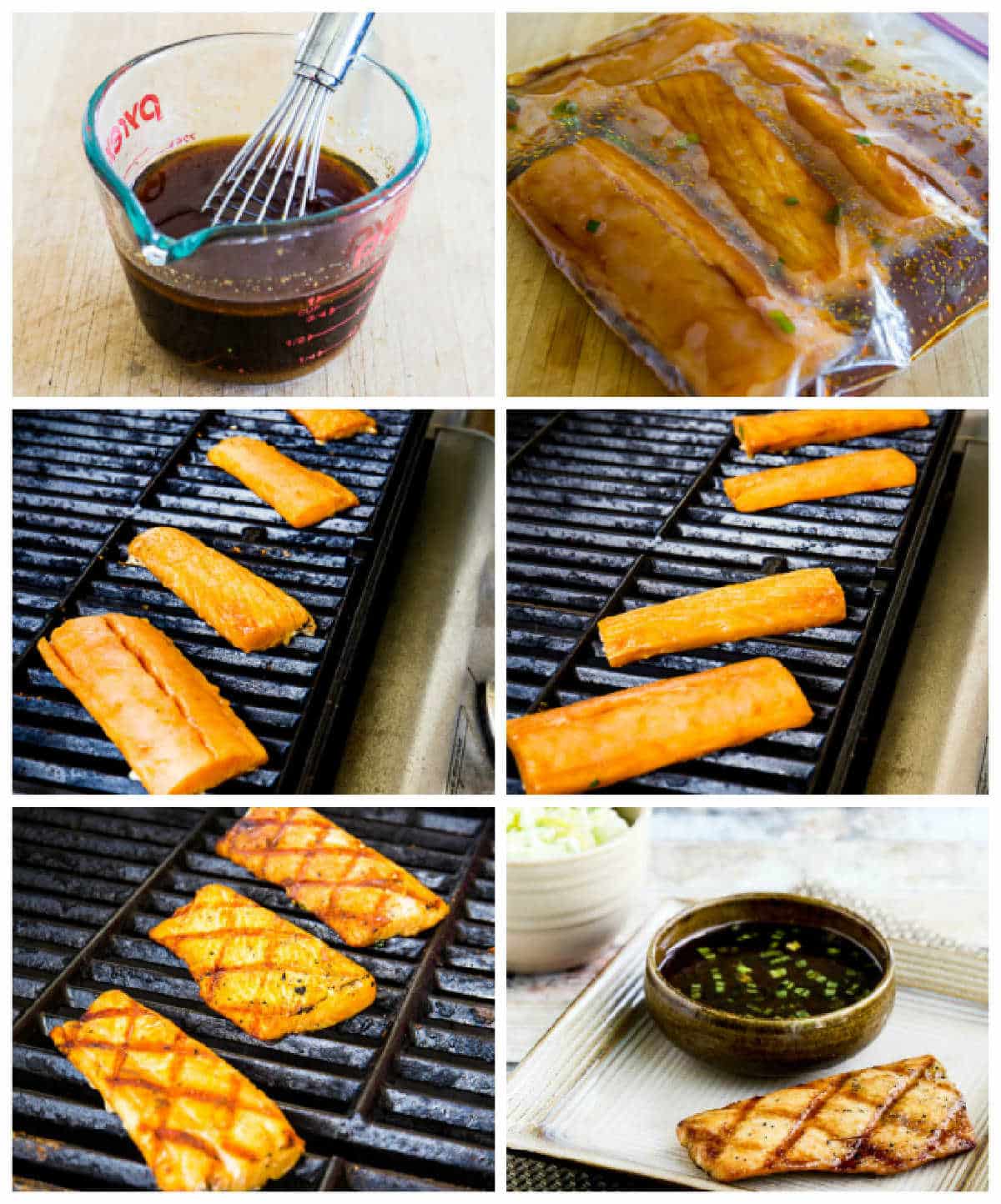 process shots collage for Grilled Mahi Mahi with Korean Dipping Sauce