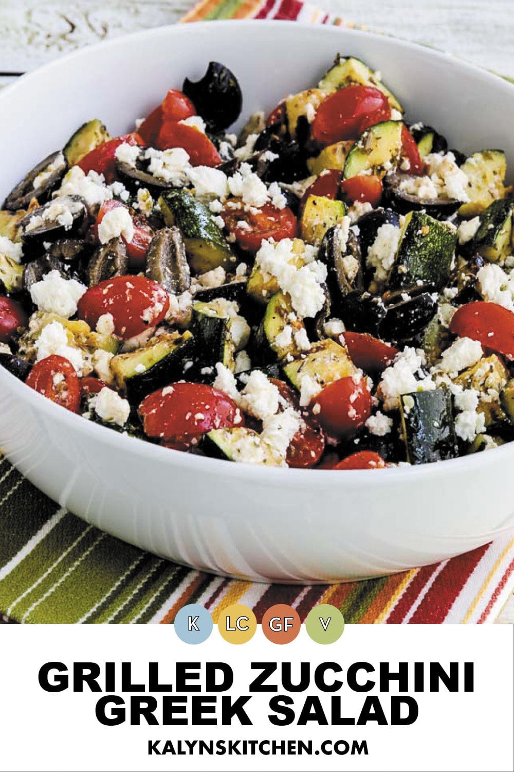 Pinterest image of Grilled Zucchini Greek Salad